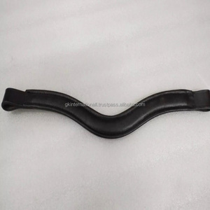 Banda de ceja de caballo de cuero genuino hecha a mano de excelente calidad personalizada con cadena de metal de cristales Rosas y blancos de 3 filas - Product Image 1