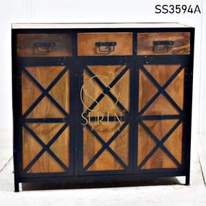 Indian Handcrafted Style Three <b>Drawer</b> Reclaimed Wood <b>Drawer</b> <b>Chest</b> - Product Image 2