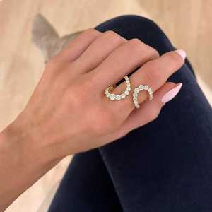 Wholesale Real 14k 18k <b>Gold</b> Lab Grown Diamond Jewelry Manufacturer Luxury <b>Set</b> Swirl Crossover <b>Ring</b> Minimalist Jewelry Supplier - Product Image 1