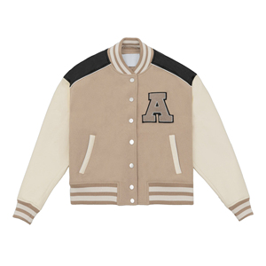 Chaqueta Varsity Clásica para Hombre, Mezcla de Lana, con Mangas de Cuero Sintético, Puños de Punto Acanalado, Cierre Frontal con Botones a Presión, Suave - Product Image 5