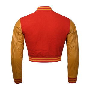 Chaqueta Varsity para Mujer, Estilo Urbano, con Mangas de Cuero, Fabricante de Chaquetas Bomber, Venta al Por Mayor en EE. UU. - Product Image 3