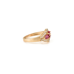 Bague Vintage en Or Jaune Massif 14K avec Rubis et Diamants Authentiques, Bijou de Mariage et de Fête, Vente en Gros Fabricant - Product Image 4