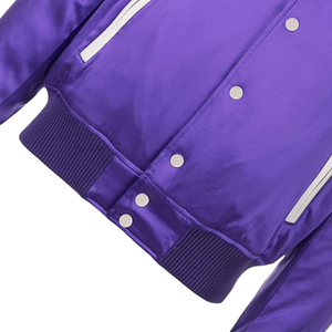 Veste bomber varsity personnalisée avec logo OEM, design professionnel confortable, manches en cuir, pour homme, patchwork. - Product Image 6