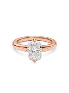 Bague de fiançailles solitaire taille coussin – Diamant de laboratoire avec griffes en forme de boussole, or blanc massif 14 carats, bagues de fiançailles de mariée - Product Image 2