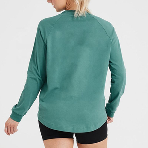 Women's Mint <b>Green</b> Long Sleeve Crew Neck Raglan T-Shirt Loose Fit Quick Dry Jersey Fabric Spring Summer Casual Wear - Product Image 2