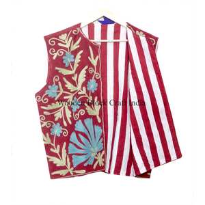 เสื้อกั๊กผ้าฝ้ายปักลายดอกไม้ทำมือ  แบบไม่มีแขน  ทรงปกติ  ถักทอด้วยผ้าฝ้าย 100% สำหรับฤดูหนาว - Product Image 5