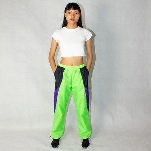 Conjunto Deportivo Impermeable Unisex de Color Sólido con Bloques de Color Verde, Morado y Negro, con Cremallera Completa, Ropa Deportiva Urbana Ligera de Poliéster - Product Image 4