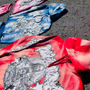 ชุดวอร์มกางเกงเอวสองชั้นและสติกเกอร์ปักลายมีฮู้ดชุดวอร์มพิมพ์ลายวินเทจสีสเปรย์ฟอกสี - Product Image 2