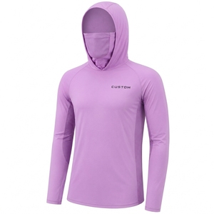 Chemise à capuche respirante anti-UV UPF 50 à manches longues unie violette personnalisée pour homme - Product Image 1
