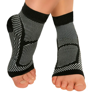 Tan Black Textured <b>Plantar</b> <b>Fasciitis</b> Compression <b>Socks</b> Knitted Heel Arch Cushion Gentle Elastic Relief Daily Supports - Product Image 1