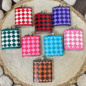 Nouvelle Arrivée March Expo : Gourde de Poche Artisanale en Cuir Véritable à Carreaux, en Acier Inoxydable, Anti-Fuite, pour Whisky - Product Image 4