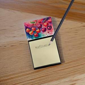 Colorful Cherries Sticky Note Holder Self-Sticky Memo Pads Refillable Dispenser Blank <b>Desk</b> <b>Accessories</b> New Card & Note Holder - Product Image 2
