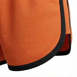 Conjunto Deportivo de 2 Piezas para Mujer, Camiseta de Manga Corta y Pantalones Cortos por Encima de la Rodilla, Cuello Redondo, Secado Rápido, Estampado Geométrico, Color Naranja - Product Image 6
