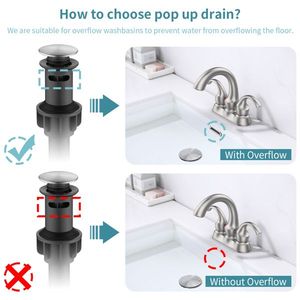 Rubinetto da bagno a 2 maniglie Swan Style da 4 pollici, in nichel spazzolato, con aeratore e scarico a scomparsa, per lavabo, con tubo di alimentazione - Product Image 3