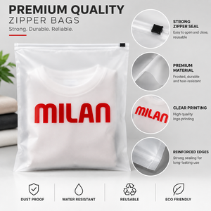 Sac à fermeture éclair givré personnalisé, pochette de rangement transparente en EVA avec impression de logo, sac d'emballage réutilisable et imperméable pour vêtements - Product Image 5