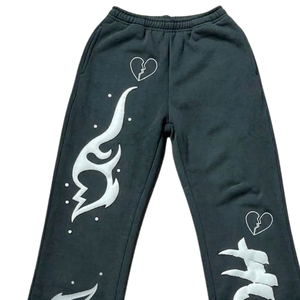Pantalones de chándal de invierno con estampado en relieve, cintura elástica, estampado de letras en relieve, pantalón apilado, pijama, pantalones de chándal con bordado personalizado desgastado - Product Image 4