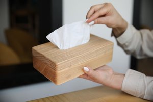 Premium Light Oak Wood Tissue Cover <b>Case</b> Dovetail Joint Rectangular Paper Organizer Tabletop Storage Box Holder Decor - Product Image 4