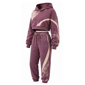 Ensemble de sweats à capuche courts personnalisés pour femmes, tenue deux pièces avec tissu doux, coupe décontractée et design élégant pour tous les jours - Product Image 2
