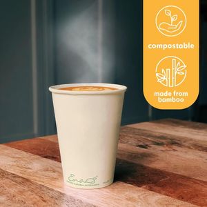 Gobelets à café jetables 100% compostables [12oz 80 pièces] Gobelets en papier de bambou écologiques de qualité supérieure Vaisselle biodégradable jetable - Product Image 2