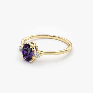 High Quality Natural Oval Cut Amethyst Gemstone Prong <b>Set</b> Yellow Gold Plated <b>Ring</b> In 925 <b>Sterling</b> <b>Silver</b> Fine Jewellry For Women - Product Image 3