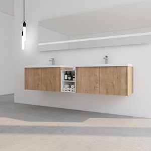 Mobile Bagno da 84 Pollici con Chiusura Ammortizzata, Lavabo e Piccoli Ripiani Portaoggetti, Combinazione Armadietto 36x12 Pollici, Imballaggio KD - Product Image 2