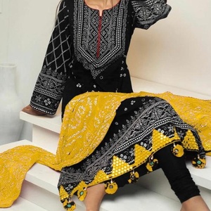 Vestido de césped paquistaní de diseñador indio, traje bordado, Kameez Salwar, estampado de seda, Dupatta sin costuras - Product Image 1