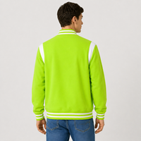 Veste Varsity Verte pour Homme, Col Montant Décontracté, Fermeture à Bouton Unique, Coupe Classique, Vêtement d'Hiver, 100% Coton Respirant