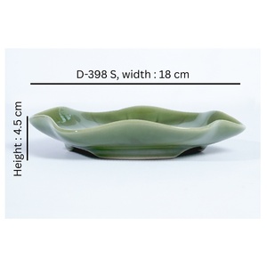 Small Olive <b>Green</b> Lotus Shape Ceramic Plate Japandi Design Handmade Non-Toxic for Sushi Dessert Cafe HORECA Tableware - Product Image 5