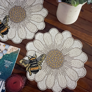 Nuevo Mantel Individual Bordado a Mano con Cuentas de 5mm y 300mm de Diámetro, para Eventos Festivos, Decoración Floral para el Hogar, Mantel Individual de Primera Calidad para Café - Product Image 1