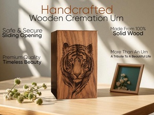 Handmade Eco-Friendly Durable American Style Wooden Tiger Cremation Urn Engraved <b>Memorial</b> Keepsake <b>Box</b> Personalized Ashes - Product Image 2