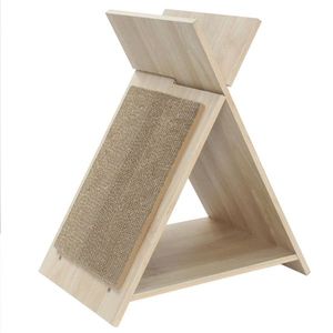 Tiragraffi per Gatti Multifunzionale 47x30x53 cm con Tunnel e Lettino in Legno - Tiragraffi e Albero per Gatti - Product Image 4