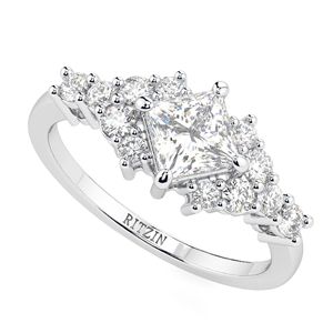 RITZIN Princess Cut Lab Grown Diamond Cluster Cute Style Anniversary <b>Ring</b> for Women - Product Image 2