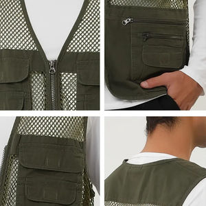 Chaleco Táctico de Malla Verde Oliva para Hombre con Múltiples Bolsillos, Cierre de Cremallera, Transpirable, para Actividades al Aire Libre, Verano - Product Image 5