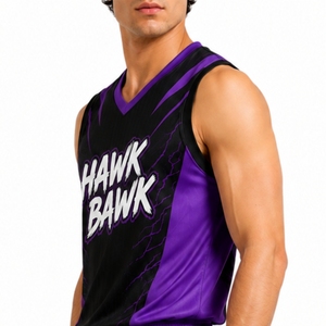 Maillot de basketball personnalisé pour homme, sans manches, col en V, pour équipe sportive, séchage rapide, léger, coupe athlétique, sur mesure - Product Image 3