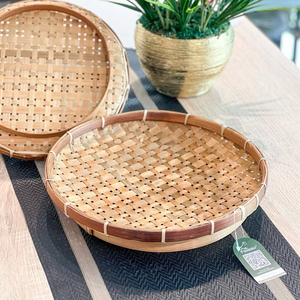 Cestas Redondas de Mimbre de Ratán Hechas a Mano Tradicionales de Vietnam, Bandejas para Servir Comida, Decoración para el Hogar y la Cocina - Product Image 1