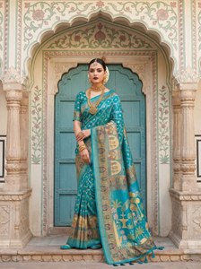 Sari en soie Shahi Pushpa Rajwada, design Meenakari, héritage Rajratna, sari traditionnel en soie Pashmina impériale pour mariage et fête - Product Image 1