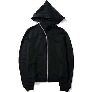 Sweat à capuche en molleton noir pour homme, logo brodé, style streetwear, vêtement d'hiver, coupe classique, manches classiques, 100% molleton - Product Image 4