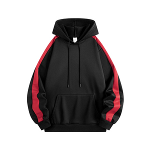 Sudadera con Capucha Blanca Lisa al por Mayor con Franja Roja en el Hombro, Sudadera de Forro Polar para Hombre, Etiqueta Personalizada, Ropa Urbana al por Mayor - Product Image 2