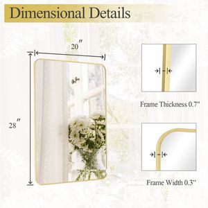 Illuminated <b>Gold</b> Framed Bathroom <b>Mirror</b> 20x28 Inch <b>Rectangular</b> Wall Mounted - Product Image 2