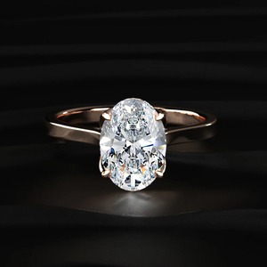 Nouvelle bague solitaire de conception ovale et ronde avec griffe florale en forme de cathédrale en or rose 18 carats et diamant, en vente - Product Image 1