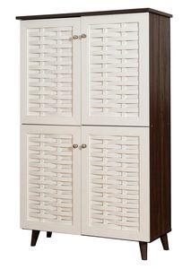 Engineered Wood Shoe <b>Rack</b> with Wooden Legs (Walnut and White, Matte Finish) - Product Image 2