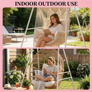 White Outdoor <b>Swing</b> <b>Frame</b> Supportive Patio Hammock Chair <b>Frame</b> - Product Image 2