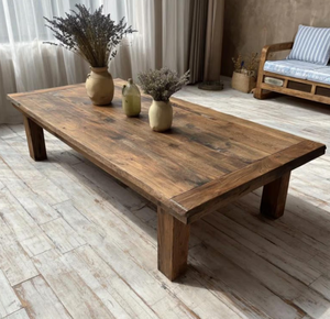 High Quality Solid Acacia Wood <b>Coffee</b> <b>Table</b> with Legs Eco-Friendly Farmhouse & Hotel Use 4-Seater Modern Design - Product Image 6