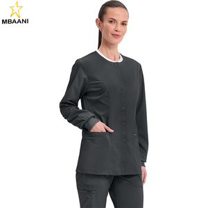 Blouse médicale pour femme, uniforme infirmier à boutons-pression avec poches, tissu extensible dans les deux sens, facile d'entretien, matière douce - Product Image 5