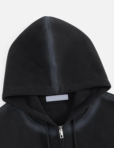 Sudadera con capucha y cremallera, estilo Y2K, holgada y corta, con bordado de toalla, efecto lavado a la piedra, estilo casual, para conjuntos de moda y chaquetas - Product Image 2