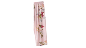 Ensemble de pyjama rose à fleurs pour femmes, manches courtes, col rond, 2 pièces, vêtements de nuit en coton, vêtements de détente décontractés d'été, taille élastique pleine longueur - Product Image 2
