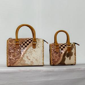 Sac de sport léger et imperméable en cuir véritable marron et blanc, fourrure, fait main, style mini Speedy, tendance 2026 - Product Image 6