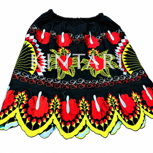 Jupe en mousseline brodée tropicale hawaïenne personnalisée pour femme, motif floral en coton, coupe trapèze, taille élastique, tenue de plage estivale, vente en gros, OEM - Product Image 2
