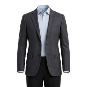 AMKOOR ENTERPRISES Hommes& # Veste de costume en laine grise pour homme avec revers cranté et deux boutons pour tenue formelle, en laine tissée avec impression personnalisée - Product Image 1