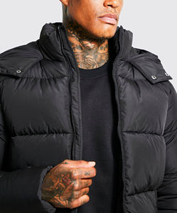 Blouson matelassé pour homme en nylon noir, prix d'usine, impression de logo personnalisée, 2026, meilleure qualité, nouvelle arrivée - Product Image 2